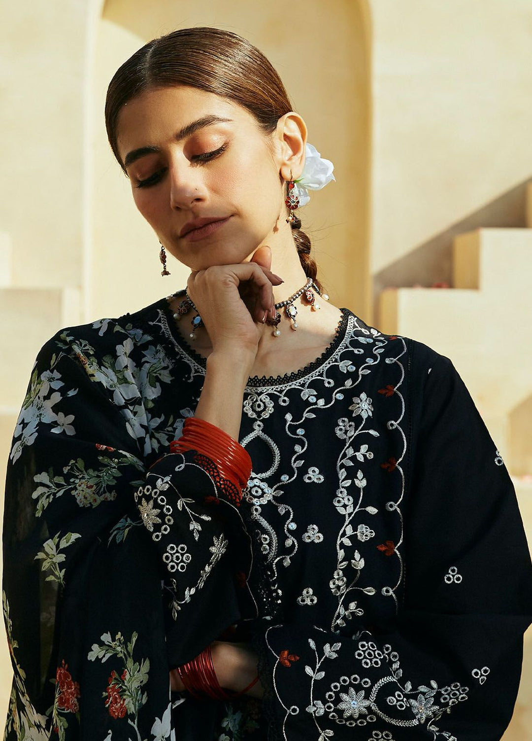 Cross Stitch Embroidered Lawn Suits Unstitched 3 Piece CS24PL D-05 Rustic Aura - Summer Collection