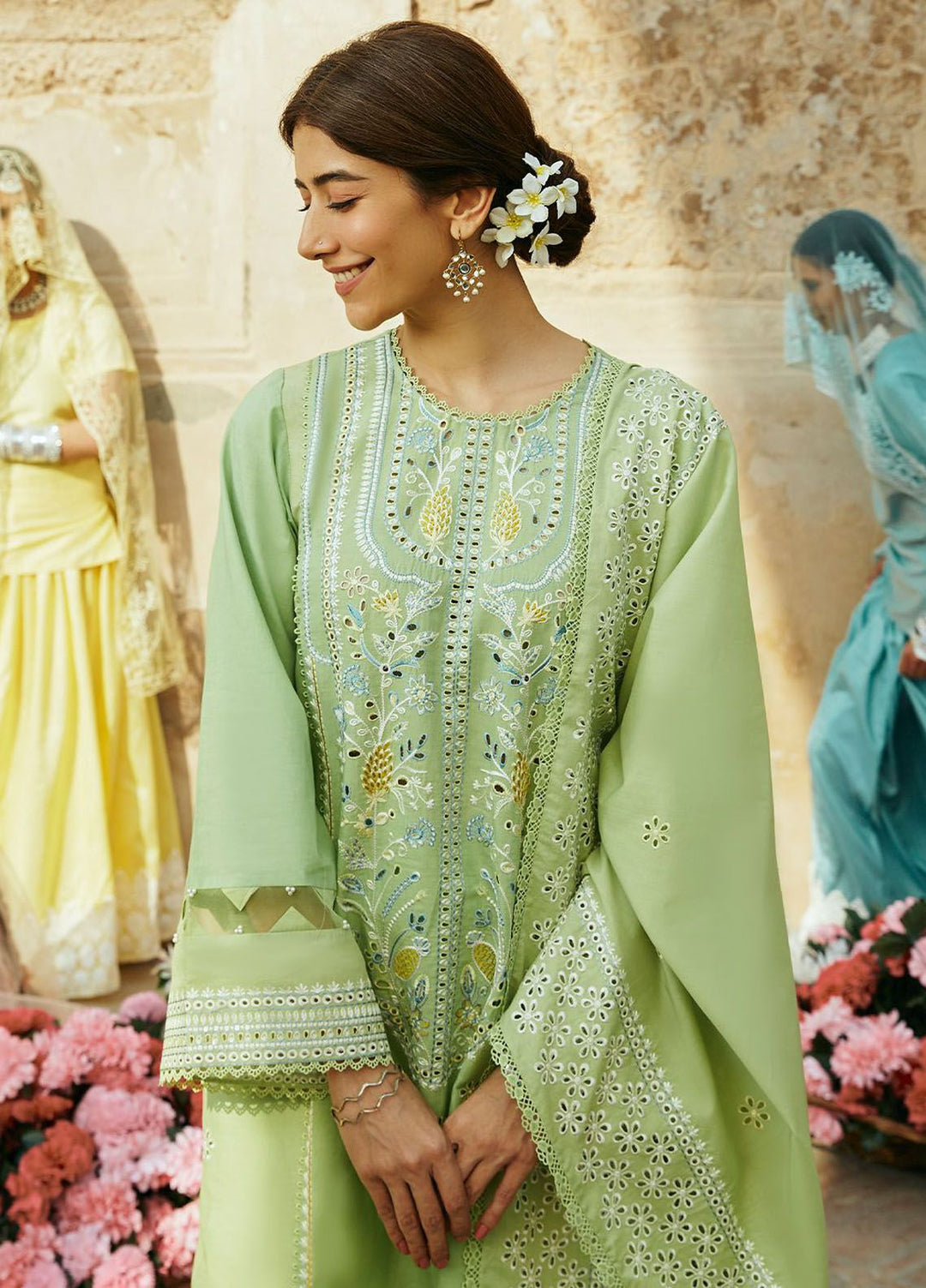 Cross Stitch Embroidered Lawn Suits Unstitched 3 Piece CS24PL D-08 Garden Grace - Summer Collection