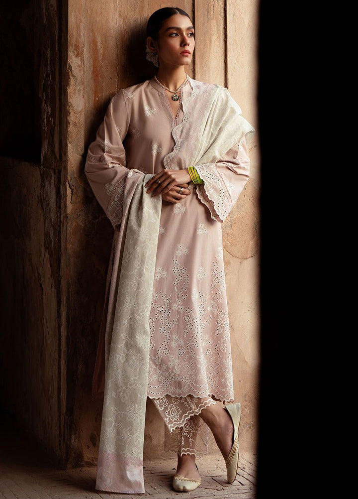 Cross Stitch Embroidered Lawn Suits Unstitched 3 Piece CS24PL D-09 Sage Frost - Summer Collection