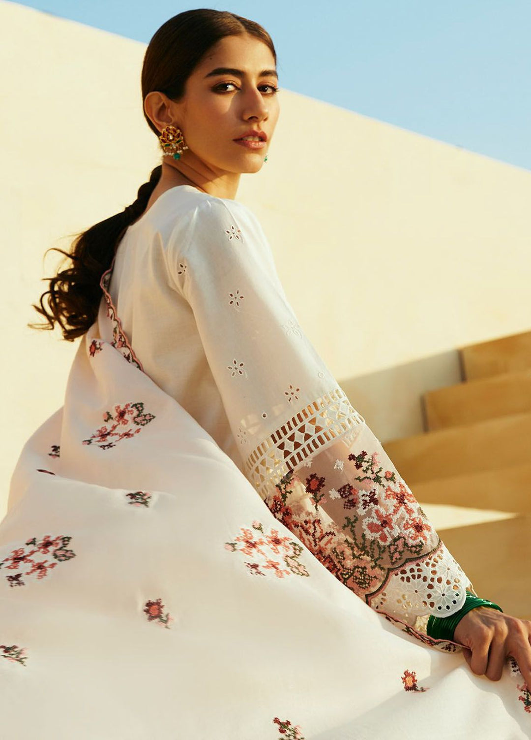 Cross Stitch Embroidered Lawn Suits Unstitched 3 Piece CS24PL D-10 Pastel Pink - Summer Collection