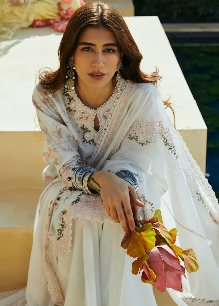 Cross Stitch Embroidered Lawn Suits Unstitched 3 Piece CS24PL D-11 Floral Marine - Summer Collection