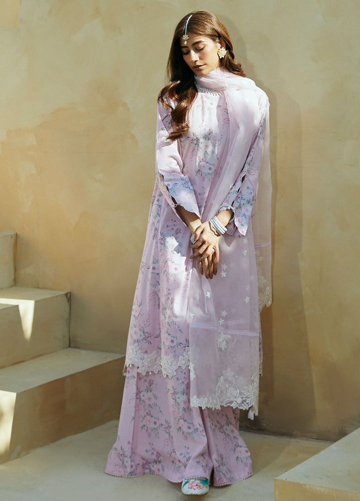 Cross Stitch Embroidered Lawn Suits Unstitched 3 Piece CS24PL D-12 Shadow Berry - Summer Collection