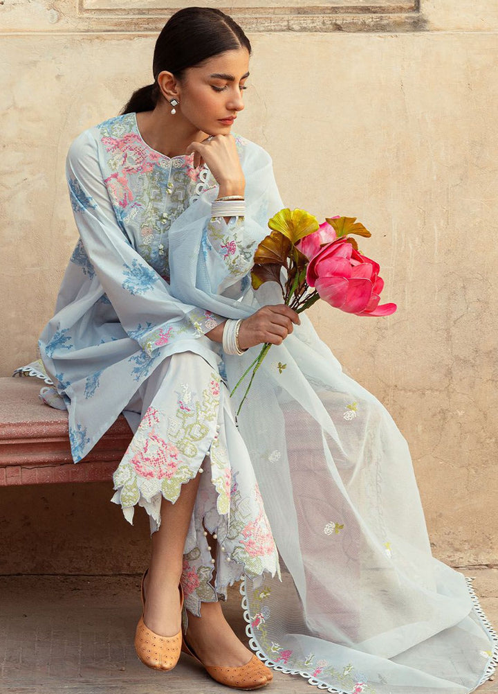 Cross Stitch Embroidered Lawn Suits Unstitched 3 Piece CS24PL D-13 Dawn Mist - Summer Collection