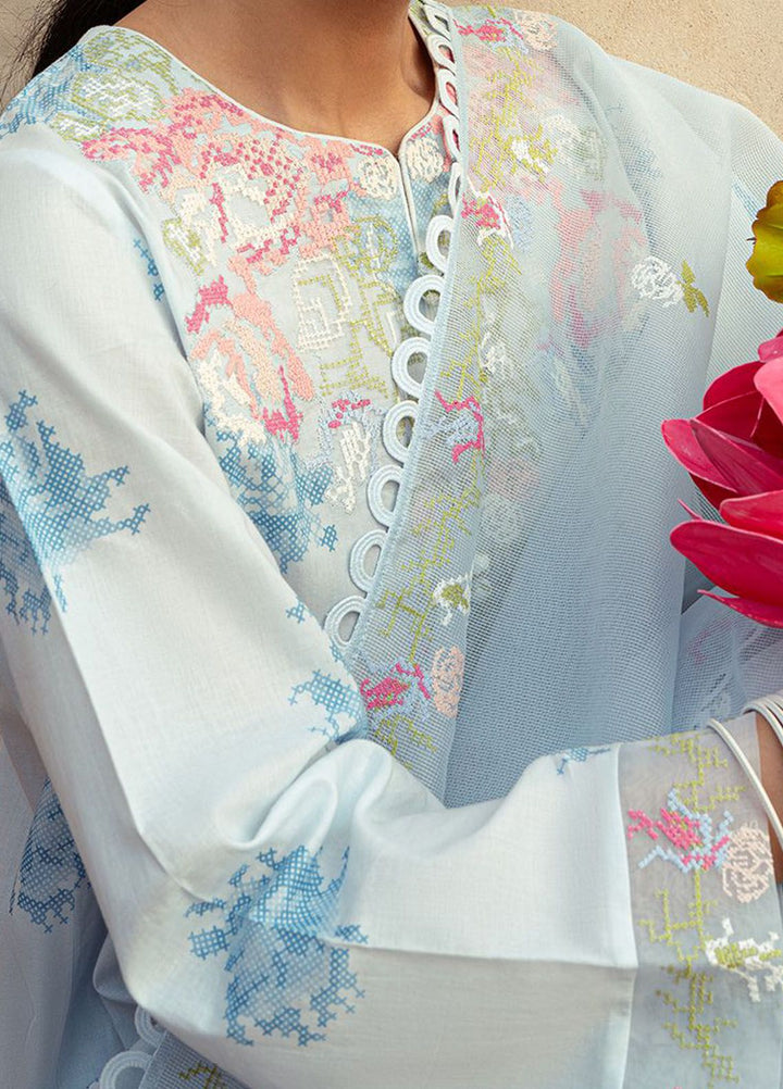 Cross Stitch Embroidered Lawn Suits Unstitched 3 Piece CS24PL D-13 Dawn Mist - Summer Collection