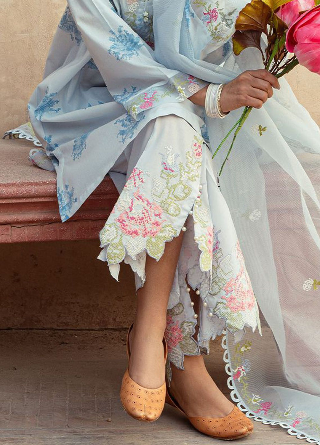 Cross Stitch Embroidered Lawn Suits Unstitched 3 Piece CS24PL D-13 Dawn Mist - Summer Collection