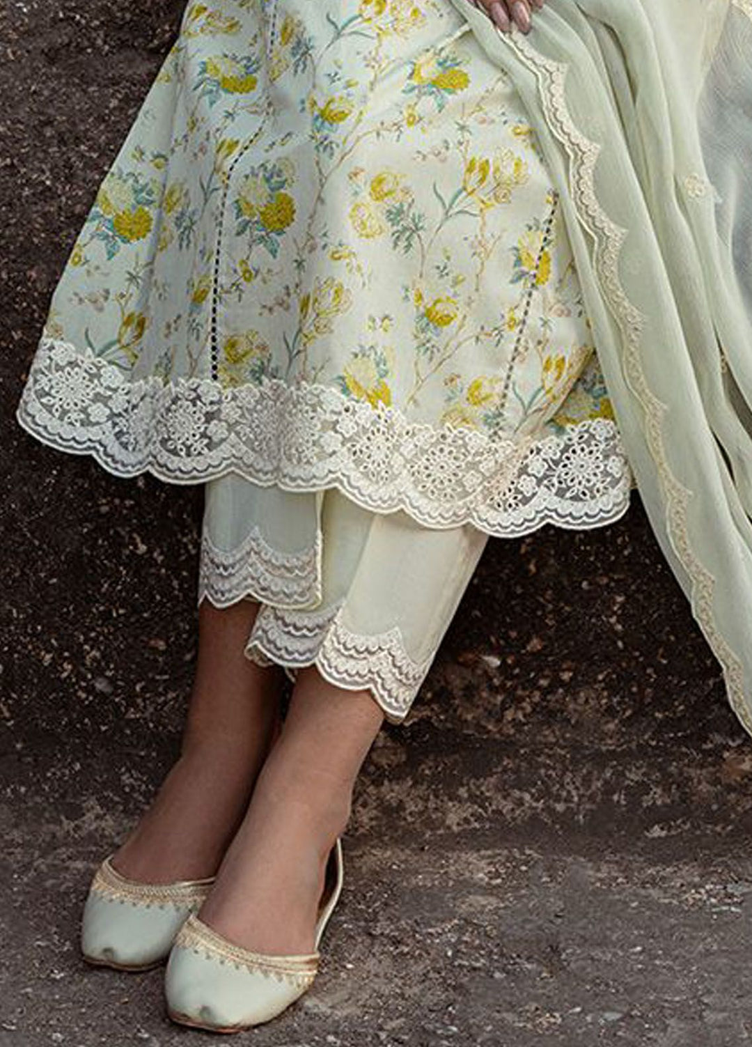 Cross Stitch Embroidered Lawn Suits Unstitched 3 Piece CS24PL D-14 Lime Primrose - Summer Collection