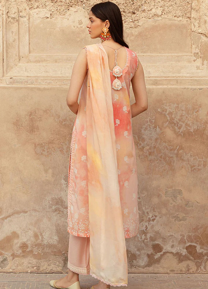 Cross Stitch Embroidered Lawn Suits Unstitched 3 Piece CS24PL D-15 Peach Blush - Summer Collection