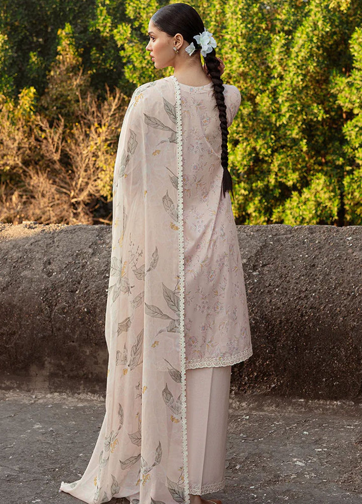 Cross Stitch Embroidered Lawn Suits Unstitched 3 Piece CS24PL D-16 Silver Peony - Summer Collection