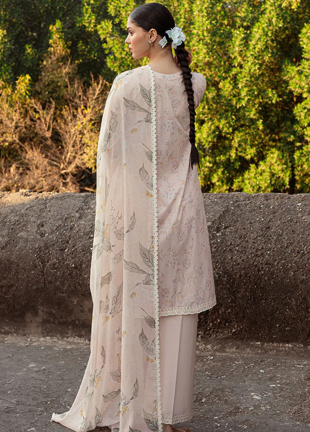 Cross Stitch Embroidered Lawn Suits Unstitched 3 Piece CS24PL D-16 Silver Peony - Summer Collection