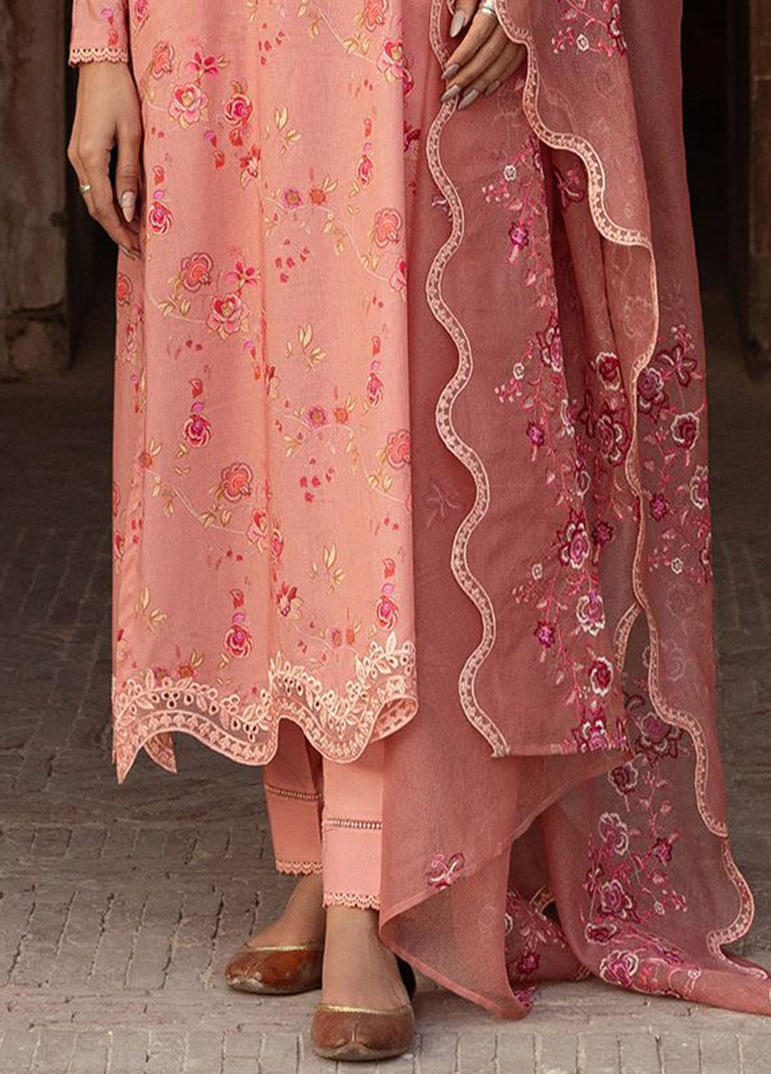 Cross Stitch Embroidered Lawn Suits Unstitched 3 Piece CS24PL D-19 Apricot Charm - Summer Collection