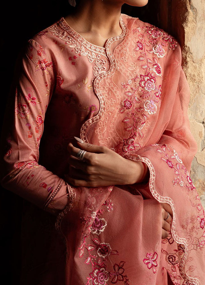 Cross Stitch Embroidered Lawn Suits Unstitched 3 Piece CS24PL D-19 Apricot Charm - Summer Collection