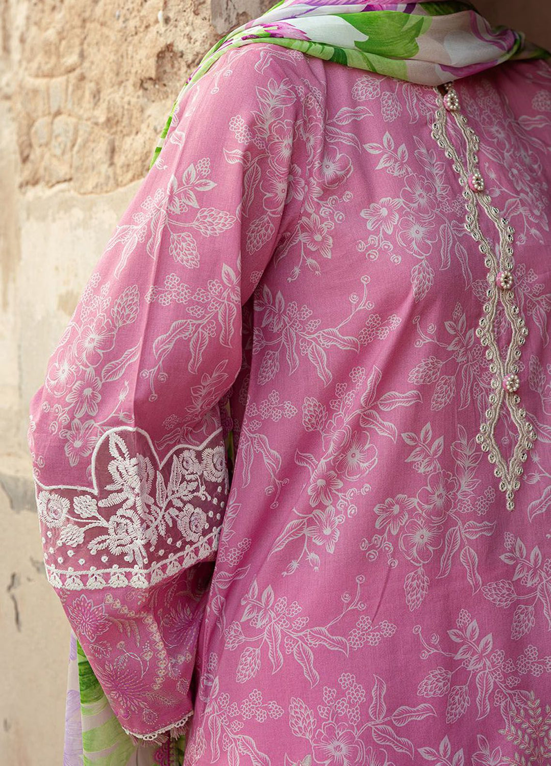 Cross Stitch Embroidered Lawn Suits Unstitched 3 Piece CS24PL D-20 Coral Floret - Summer Collection