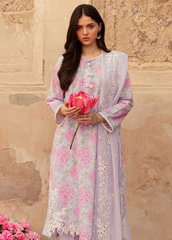 Cross Stitch Embroidered Lawn Suits Unstitched 3 Piece CS24PL D-23 Lilac Dream - Summer Collection