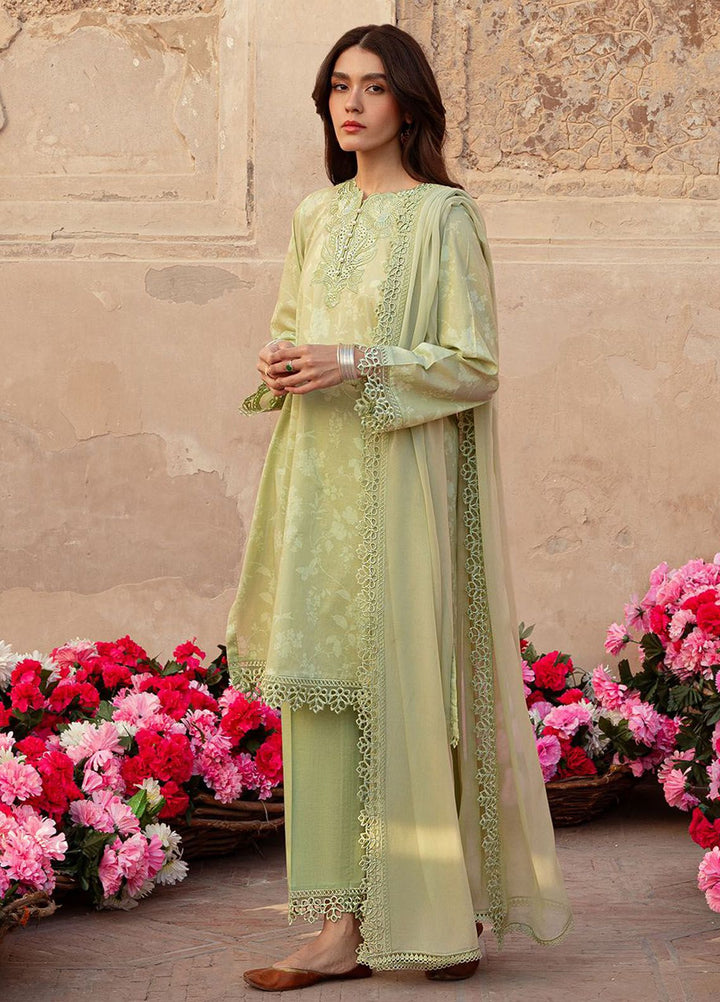 Cross Stitch Embroidered Lawn Suits Unstitched 3 Piece CS24PL D-24 Misted Green - Summer Collection