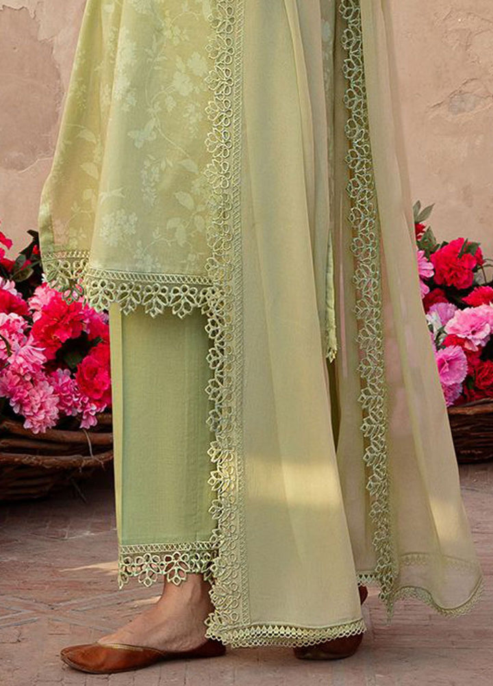 Cross Stitch Embroidered Lawn Suits Unstitched 3 Piece CS24PL D-24 Misted Green - Summer Collection