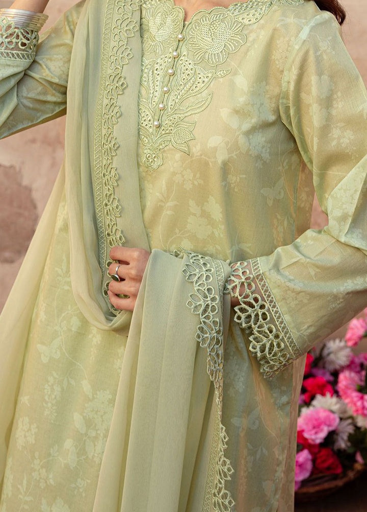 Cross Stitch Embroidered Lawn Suits Unstitched 3 Piece CS24PL D-24 Misted Green - Summer Collection