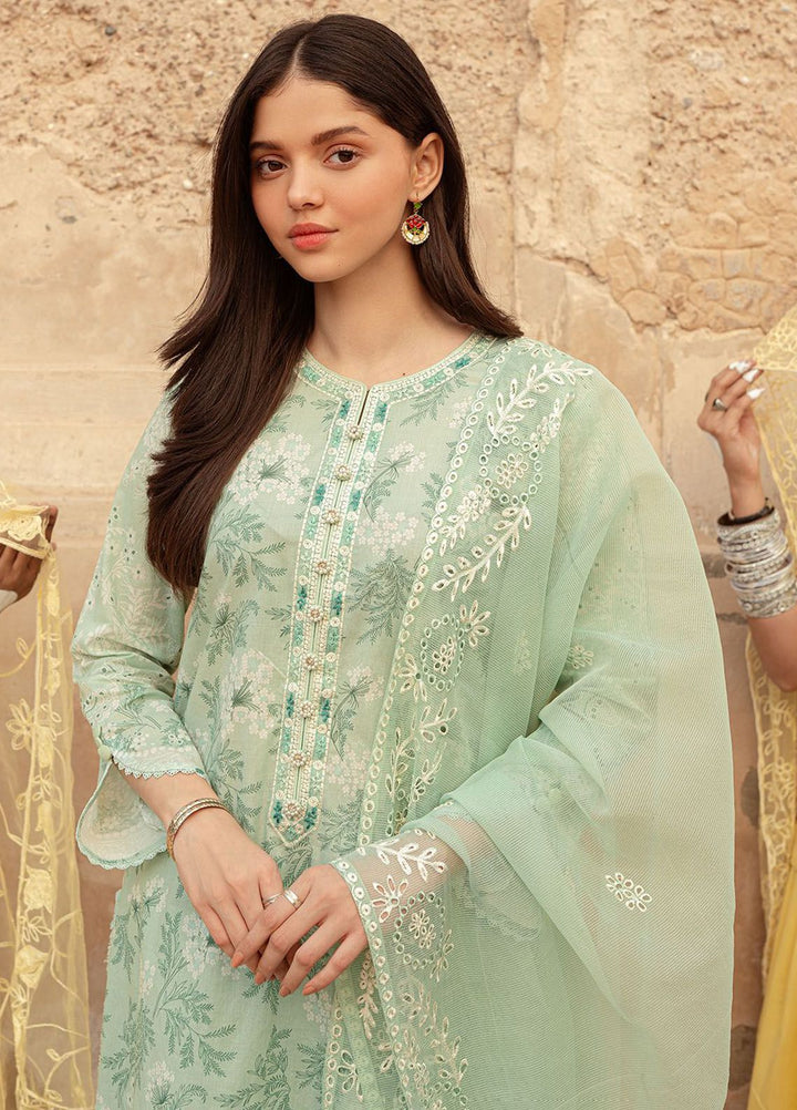 Cross Stitch Embroidered Lawn Suits Unstitched 3 Piece CS24PL D-25 Ice Lily - Summer Collection