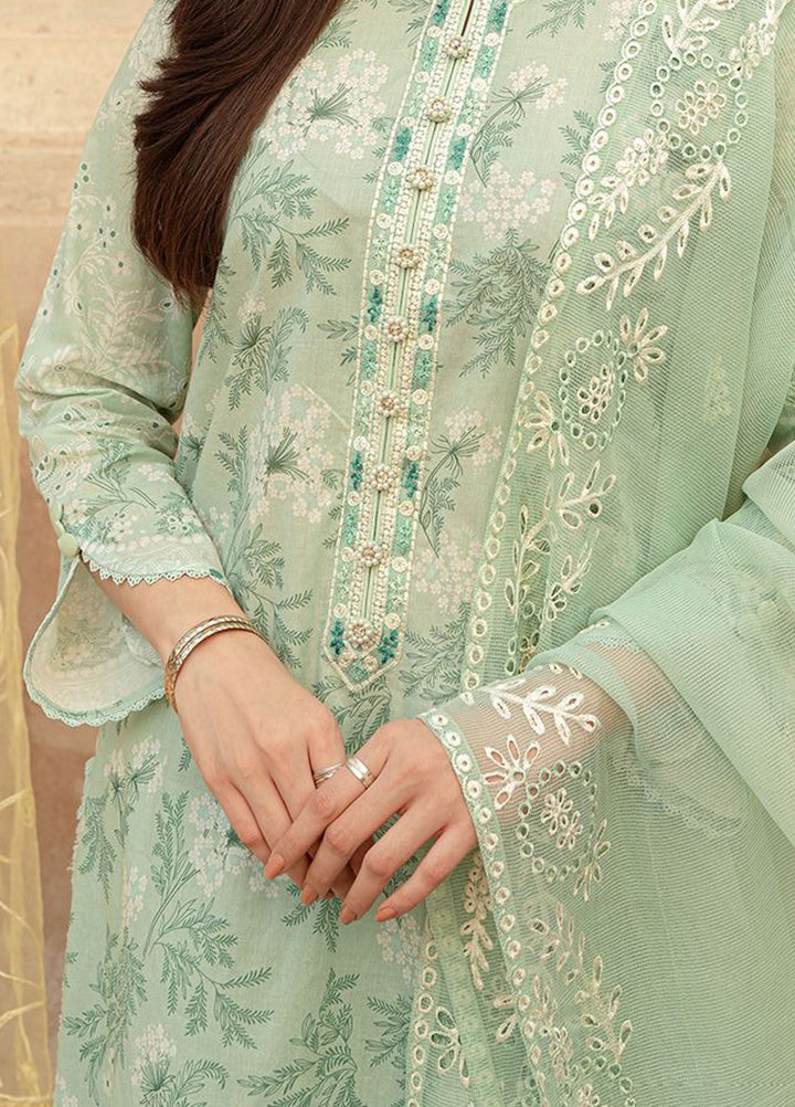 Cross Stitch Embroidered Lawn Suits Unstitched 3 Piece CS24PL D-25 Ice Lily - Summer Collection