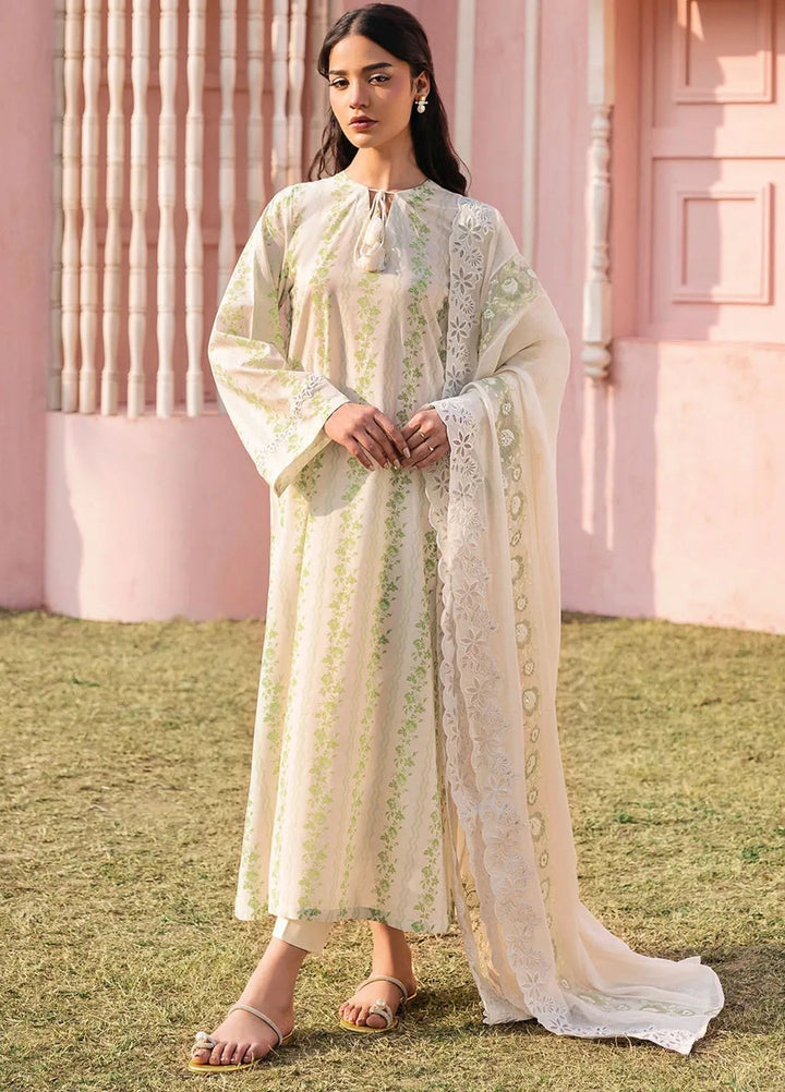 Cross Stitch Embroidered Lawn Suits Unstitched 3 Piece Green Trells - Summer Collection