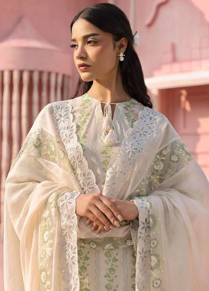 Cross Stitch Embroidered Lawn Suits Unstitched 3 Piece Green Trells - Summer Collection