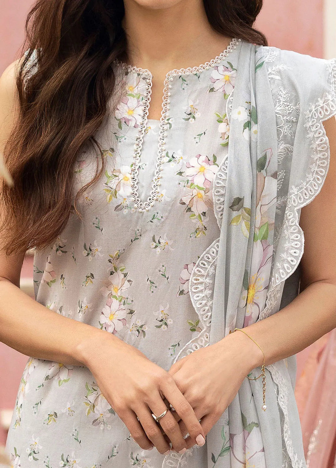 Cross Stitch Embroidered Lawn Suits Unstitched 3 Piece Grey Frost - Summer Collection