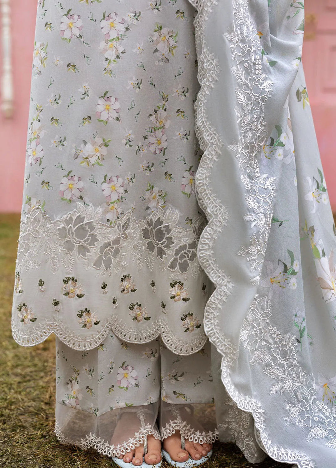 Cross Stitch Embroidered Lawn Suits Unstitched 3 Piece Grey Frost - Summer Collection