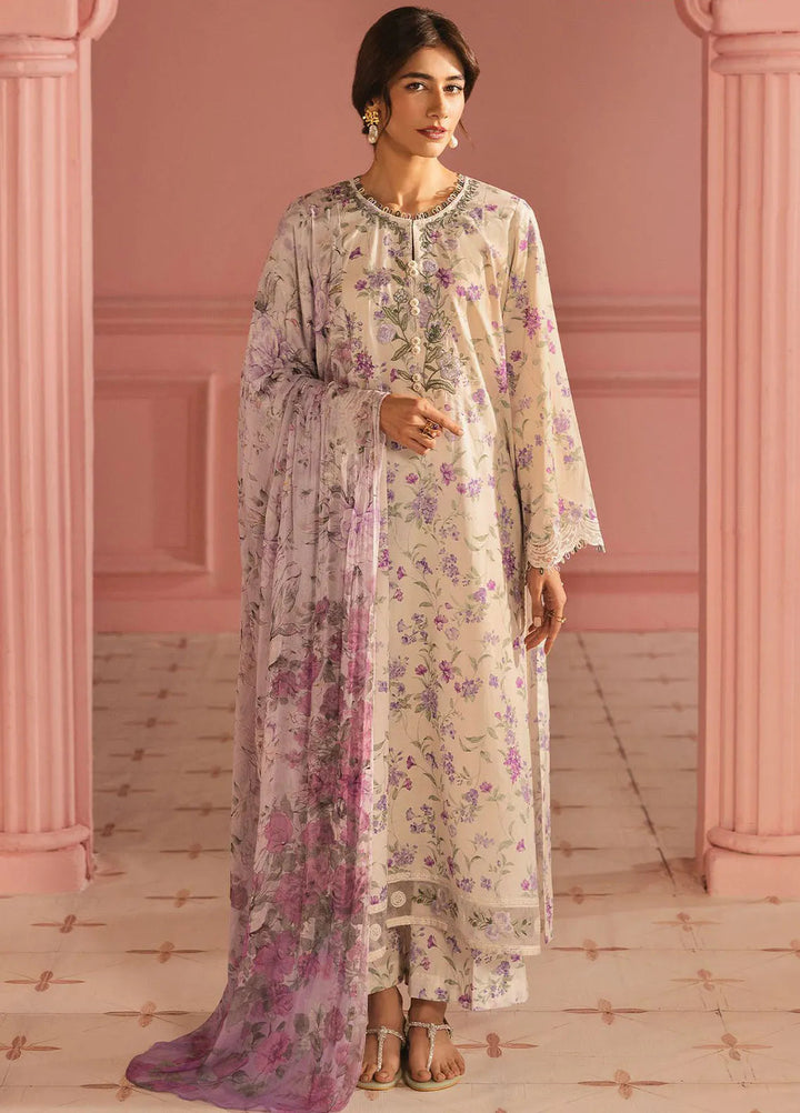 Cross Stitch Embroidered Lawn Suits Unstitched 3 Piece Lilac Bloom - Summer Collection