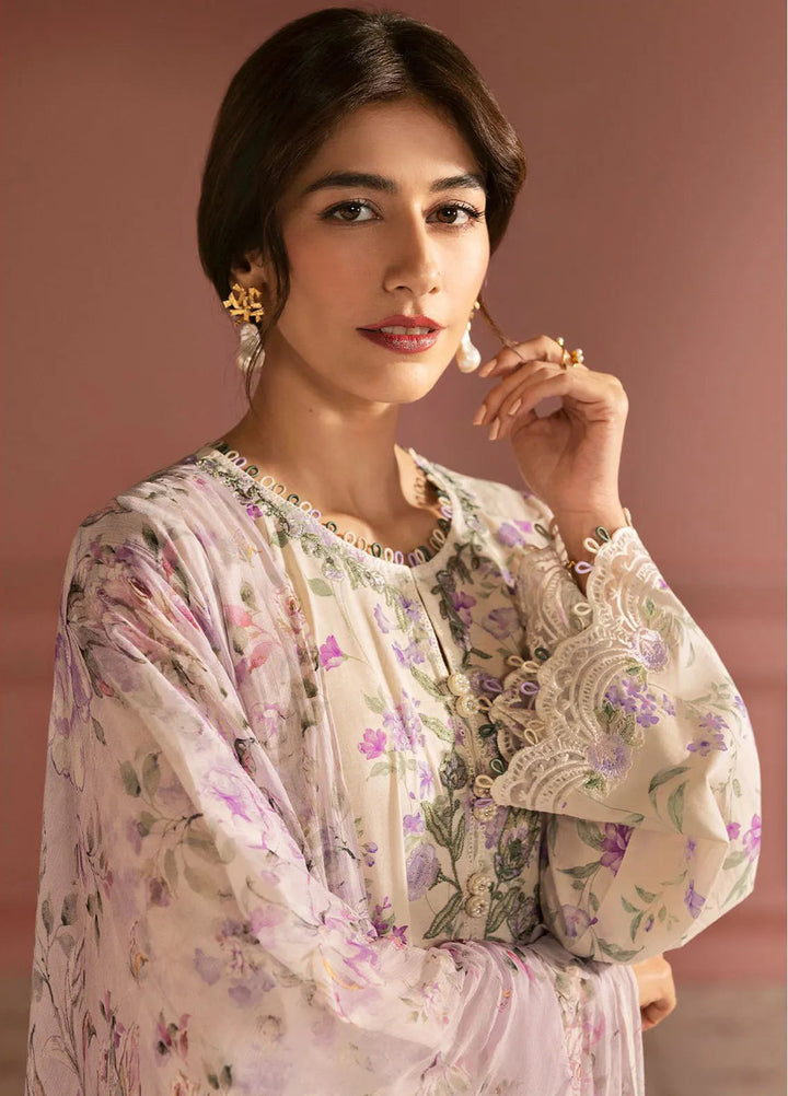 Cross Stitch Embroidered Lawn Suits Unstitched 3 Piece Lilac Bloom - Summer Collection