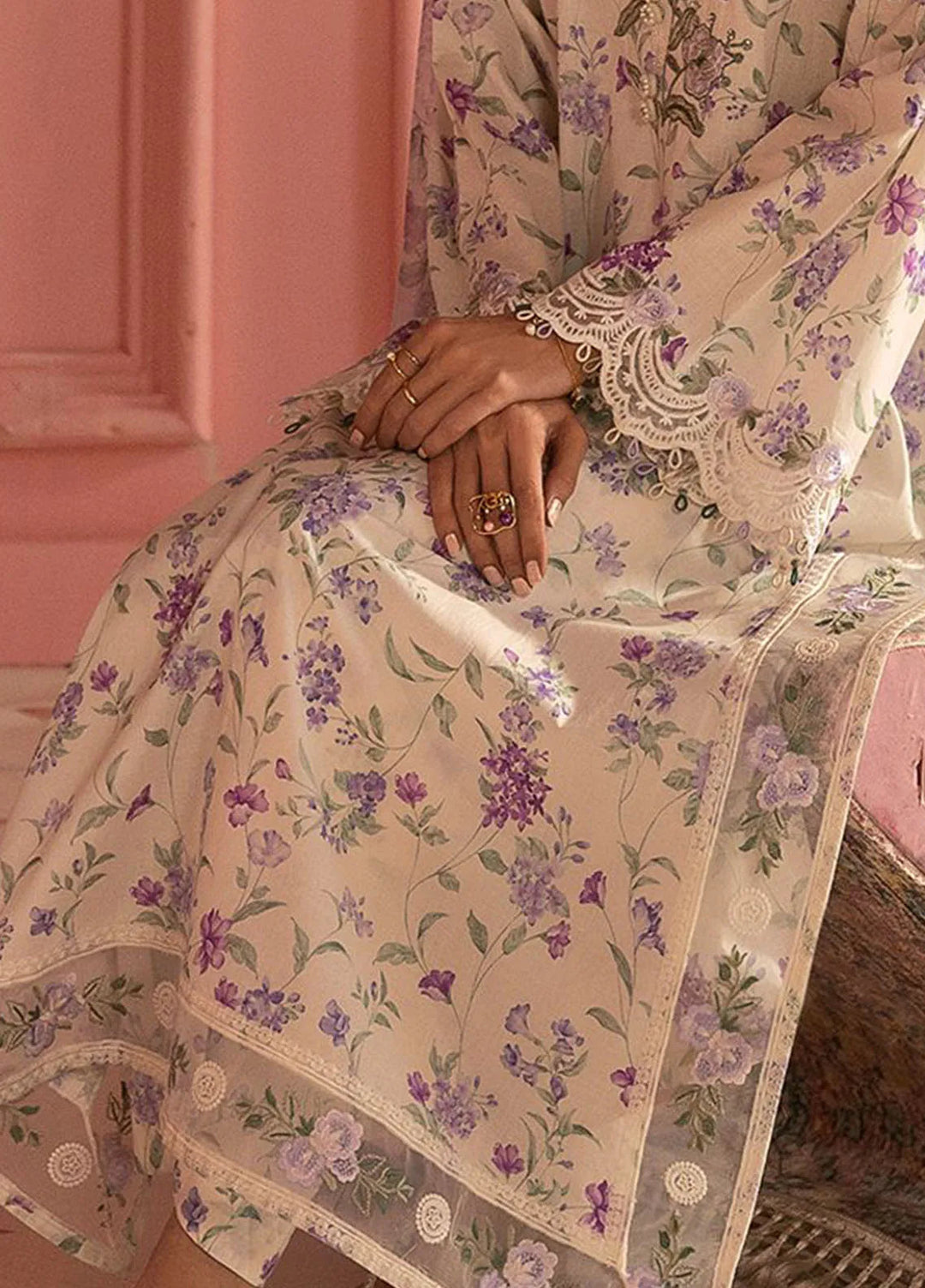 Cross Stitch Embroidered Lawn Suits Unstitched 3 Piece Lilac Bloom - Summer Collection