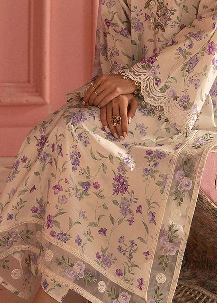 Cross Stitch Embroidered Lawn Suits Unstitched 3 Piece Lilac Bloom - Summer Collection