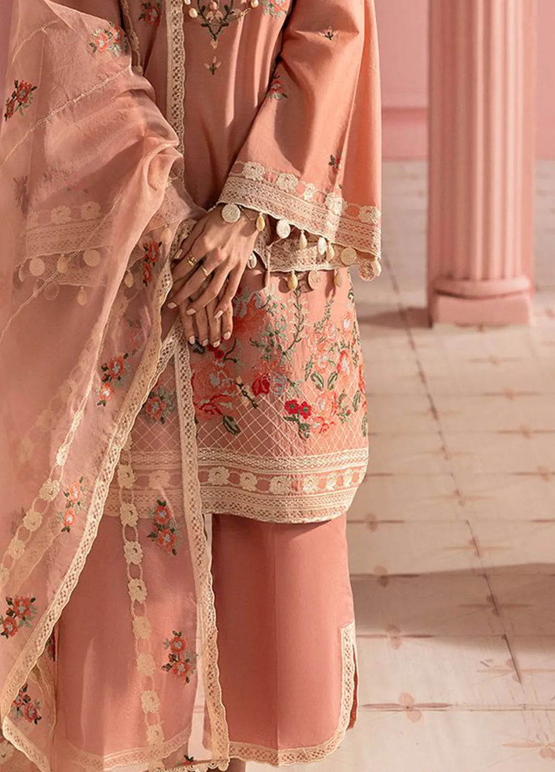 Cross Stitch Embroidered Lawn Suits Unstitched 3 Piece Rose Quartz - Summer Collection