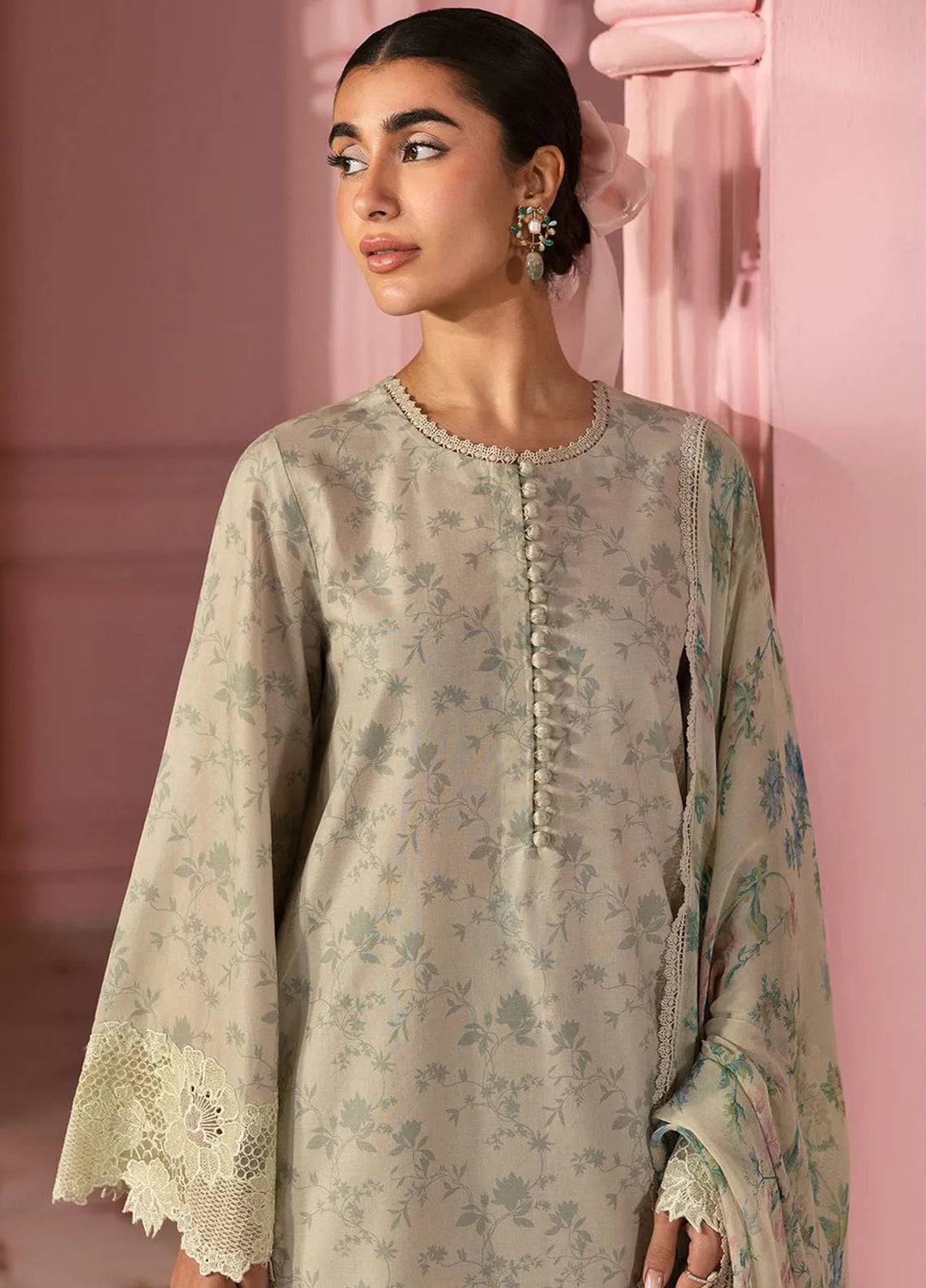 Cross Stitch Embroidered Lawn Suits Unstitched 3 Piece Sage Gleam - Summer Collection