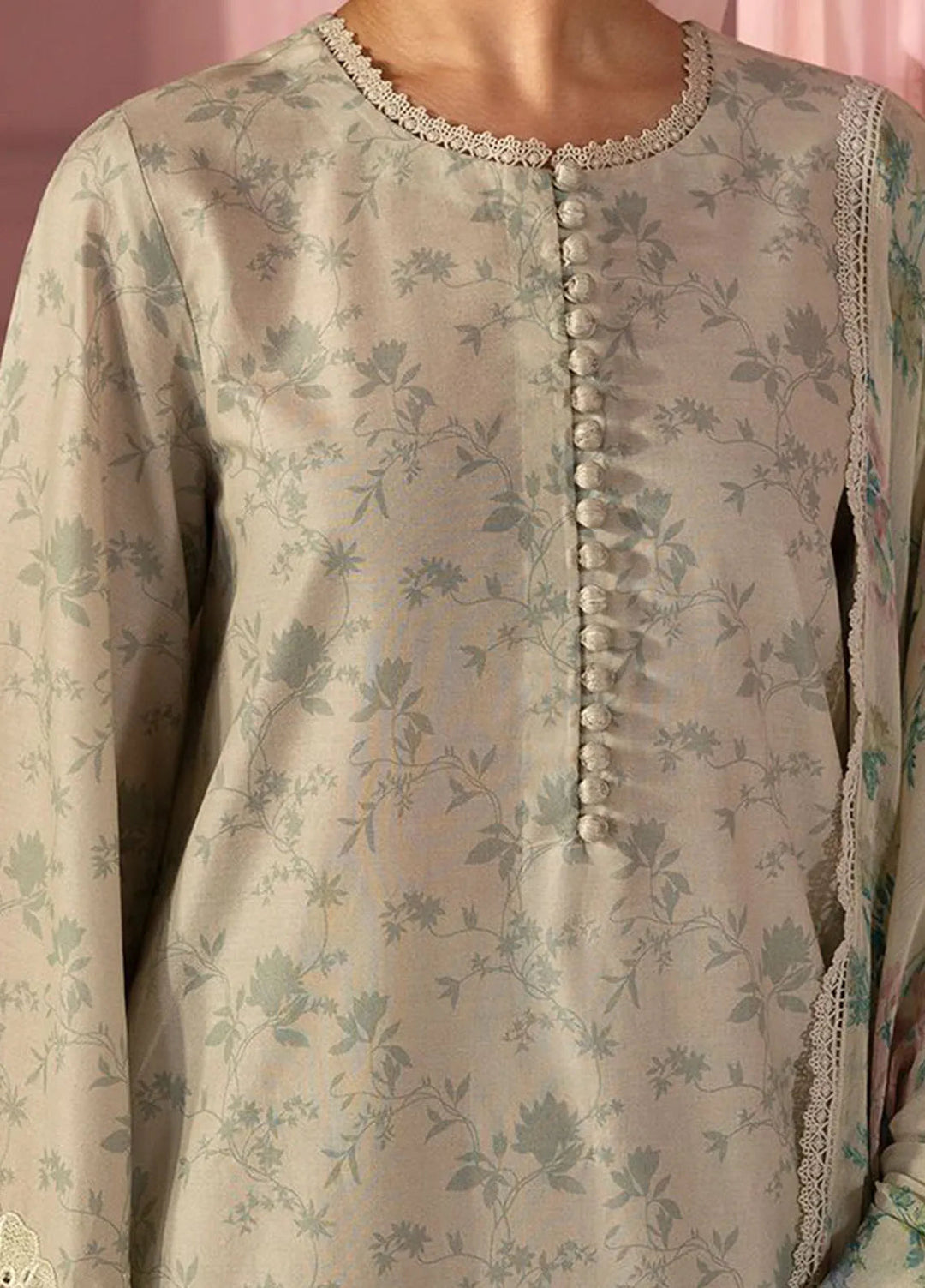 Cross Stitch Embroidered Lawn Suits Unstitched 3 Piece Sage Gleam - Summer Collection