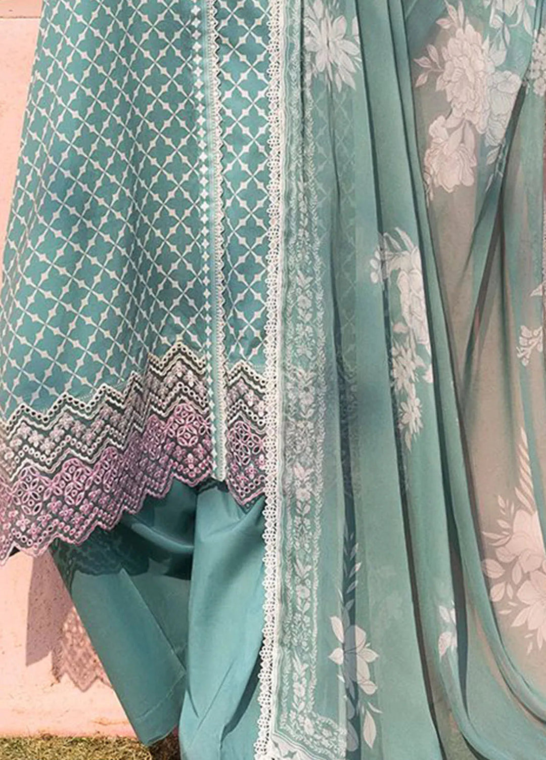 Cross Stitch Embroidered Lawn Suits Unstitched 3 Piece Teal Grace - Summer Collection