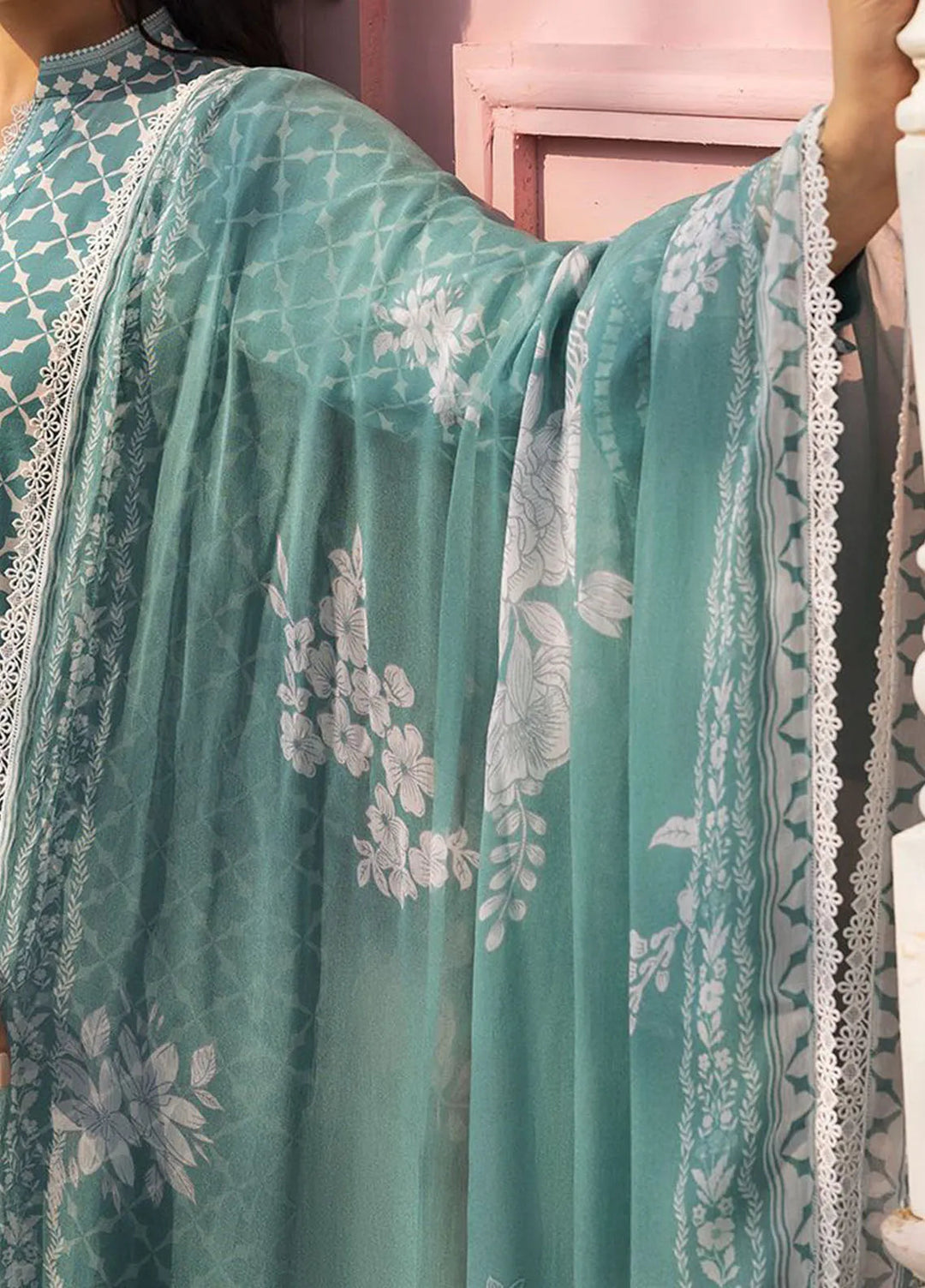 Cross Stitch Embroidered Lawn Suits Unstitched 3 Piece Teal Grace - Summer Collection