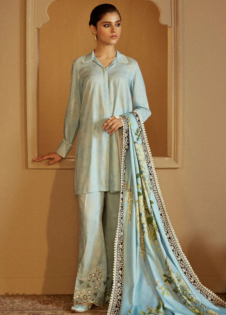 Cross Stitch Embroidered Linen Suits Unstitched 3 Piece CS24W Azure Wisteria - Winter Collection