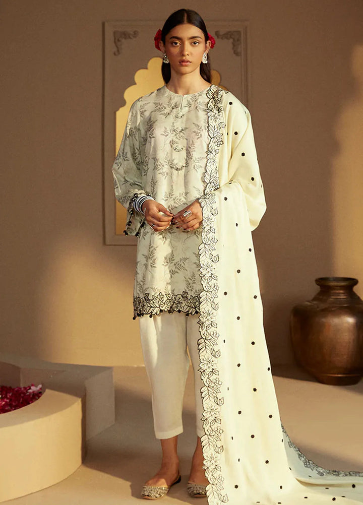 Cross Stitch Embroidered Linen Suits Unstitched 3 Piece CS24W Dove Gray - Winter Collection