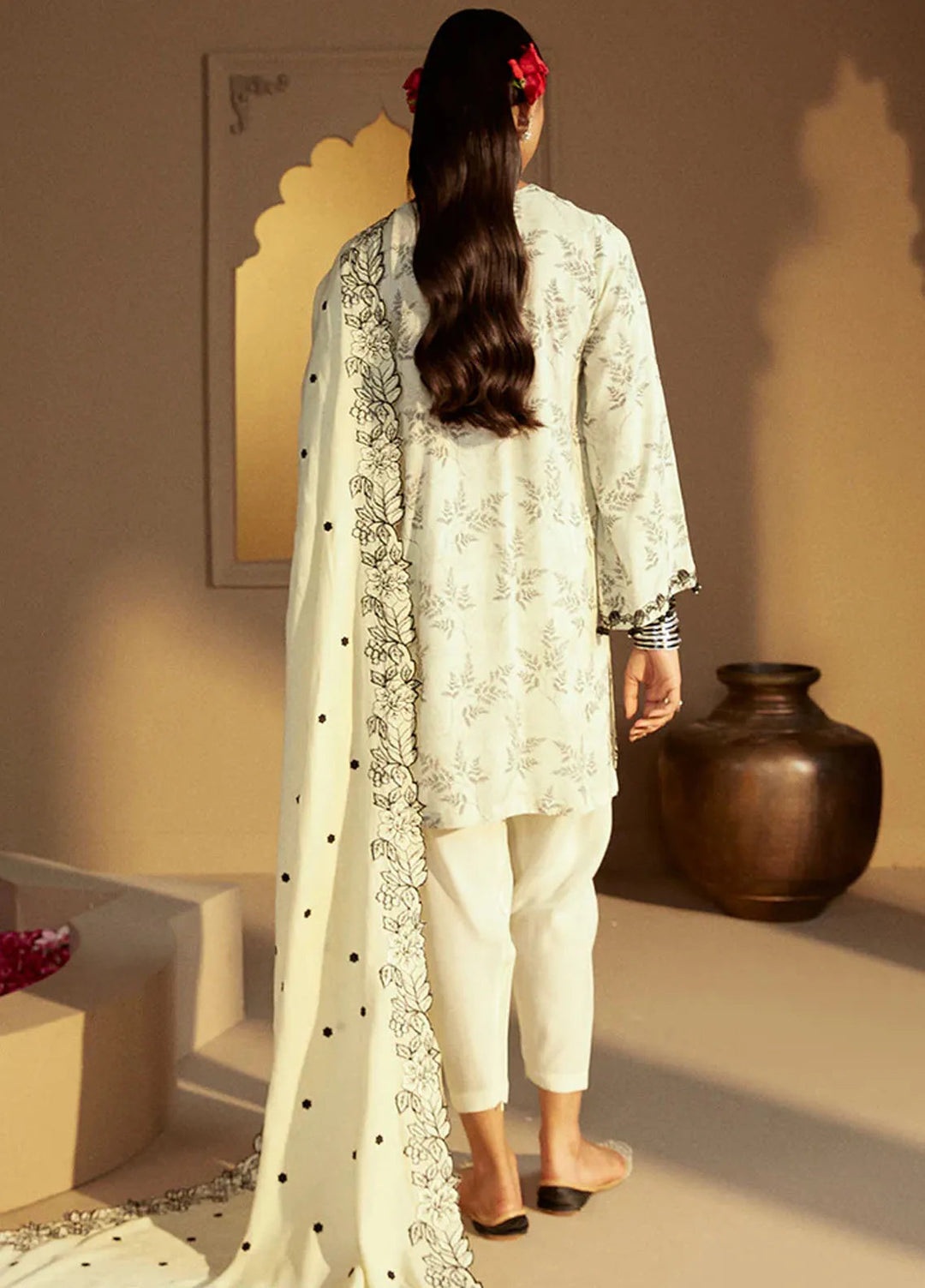 Cross Stitch Embroidered Linen Suits Unstitched 3 Piece CS24W Dove Gray - Winter Collection