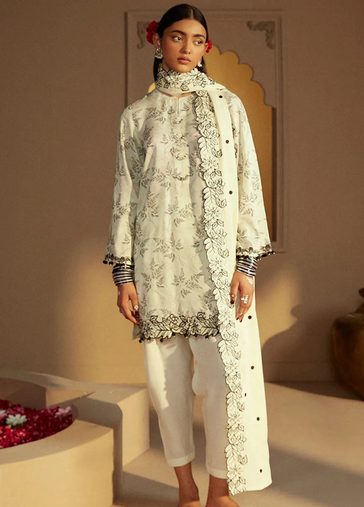 Cross Stitch Embroidered Linen Suits Unstitched 3 Piece CS24W Dove Gray - Winter Collection