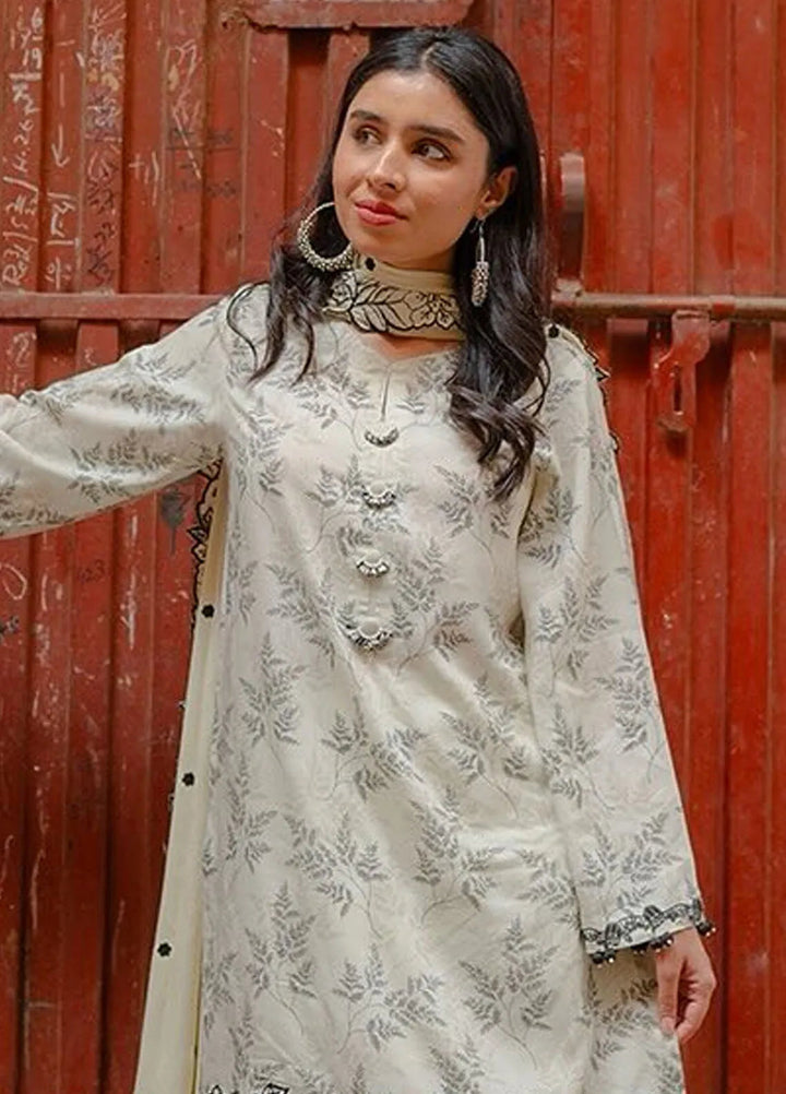 Cross Stitch Embroidered Linen Suits Unstitched 3 Piece CS24W Dove Gray - Winter Collection