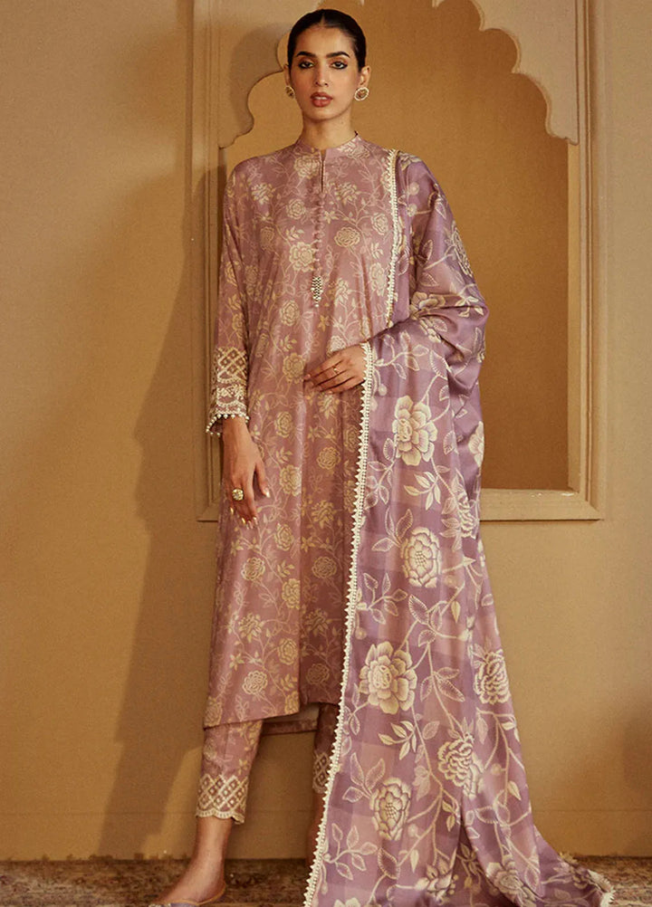Cross Stitch Embroidered Linen Suits Unstitched 3 Piece CS24W Dusky Purple - Winter Collection
