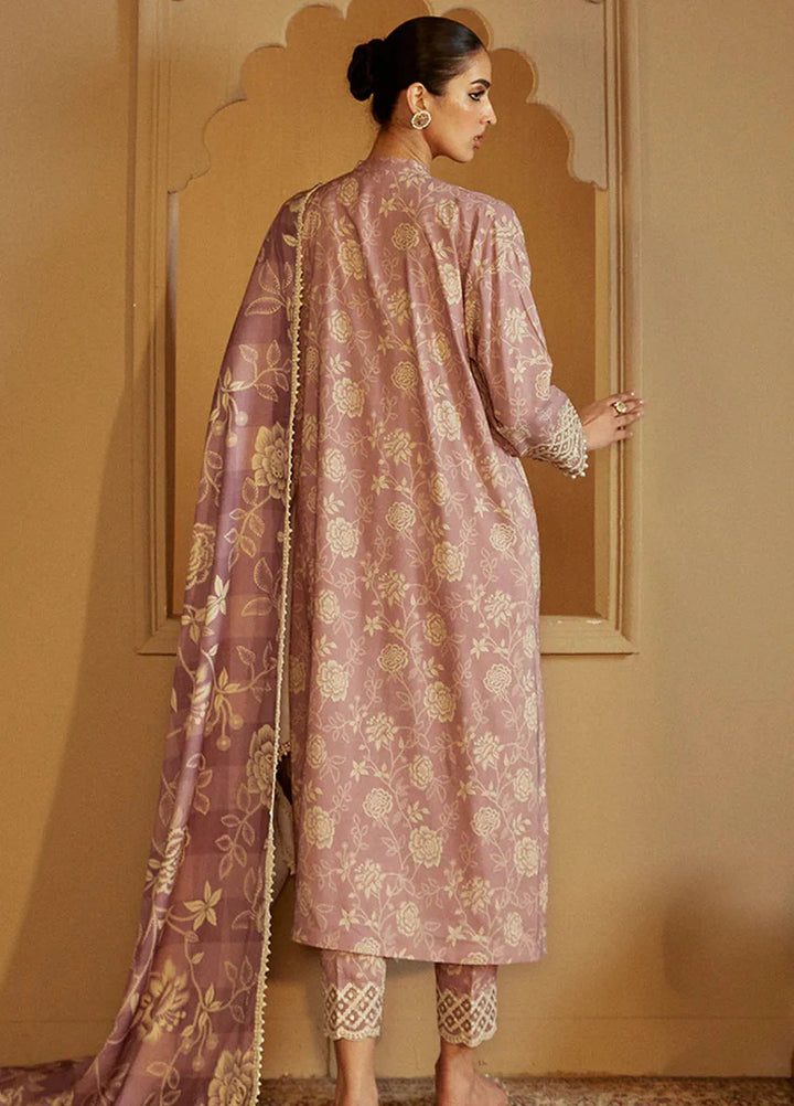 Cross Stitch Embroidered Linen Suits Unstitched 3 Piece CS24W Dusky Purple - Winter Collection