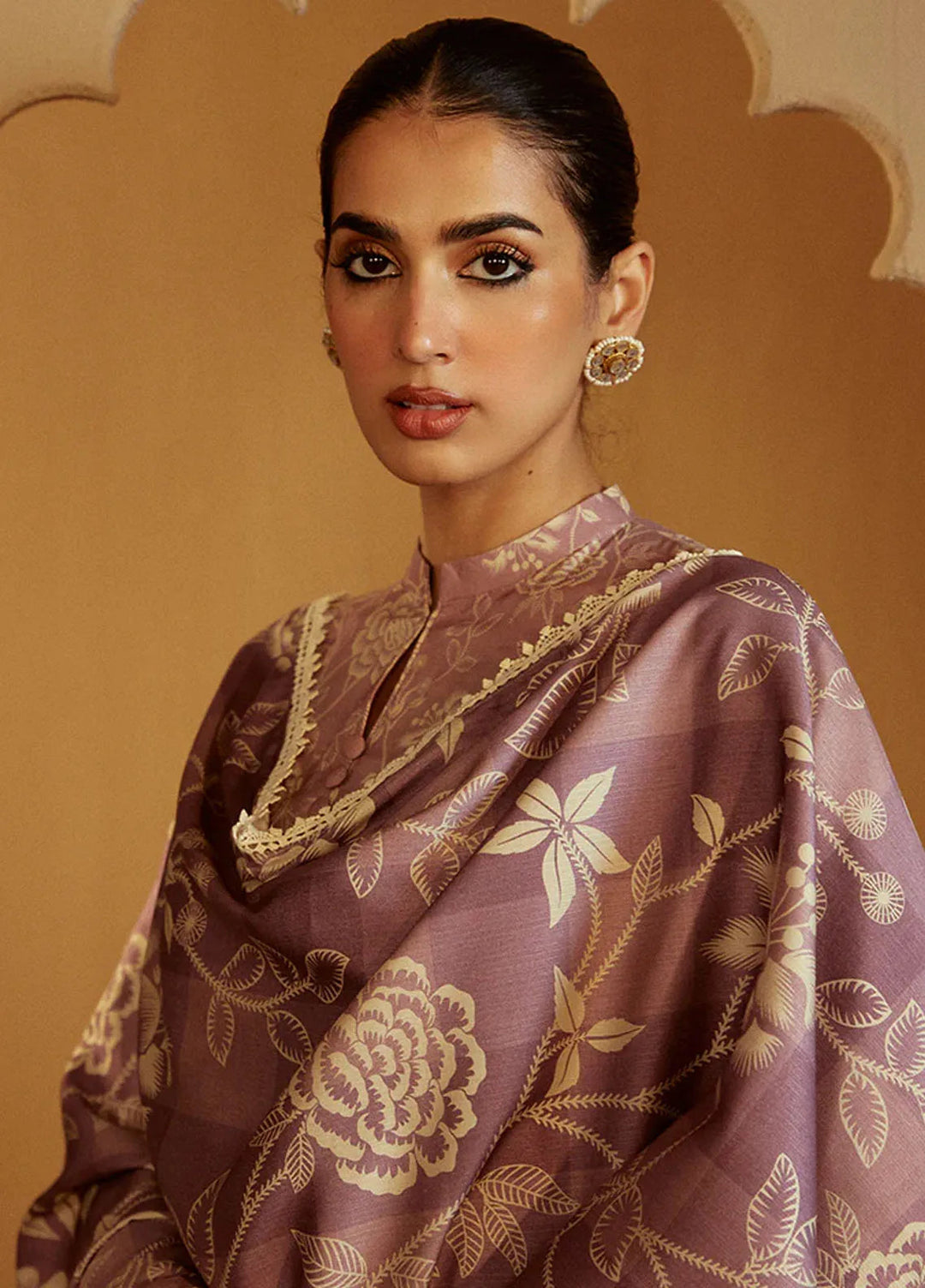 Cross Stitch Embroidered Linen Suits Unstitched 3 Piece CS24W Dusky Purple - Winter Collection