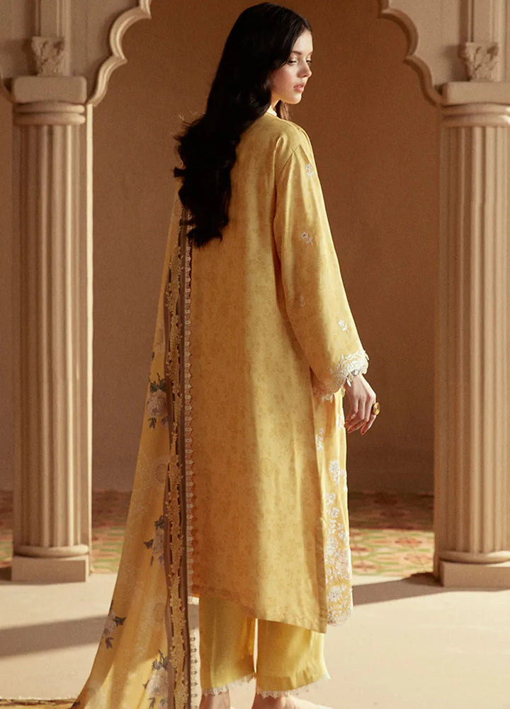 Cross Stitch Embroidered Linen Suits Unstitched 3 Piece CS24W Ochre Tint - Winter Collection