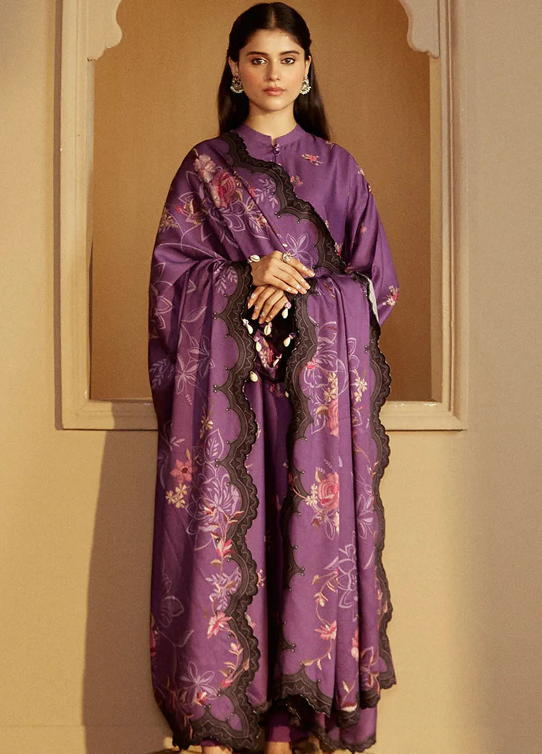 Cross Stitch Embroidered Marina Suits Unstitched 3 Piece CS24W Berry Garden - Winter Collection