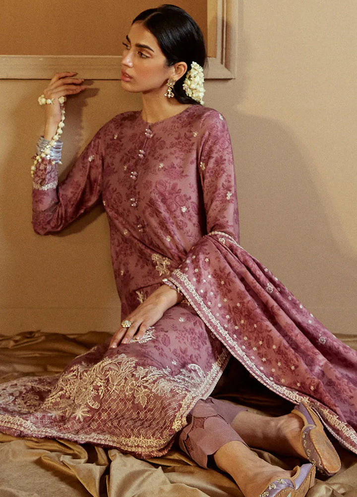 Cross Stitch Embroidered Marina Suits Unstitched 3 Piece CS24W Mauve Dream - Winter Collection