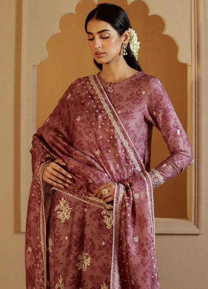 Cross Stitch Embroidered Marina Suits Unstitched 3 Piece CS24W Mauve Dream - Winter Collection