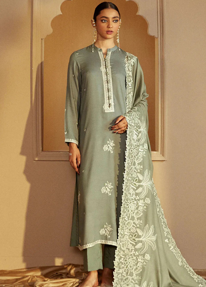 Cross Stitch Embroidered Marina Suits Unstitched 3 Piece CS24W Olive Garden - Winter Collection