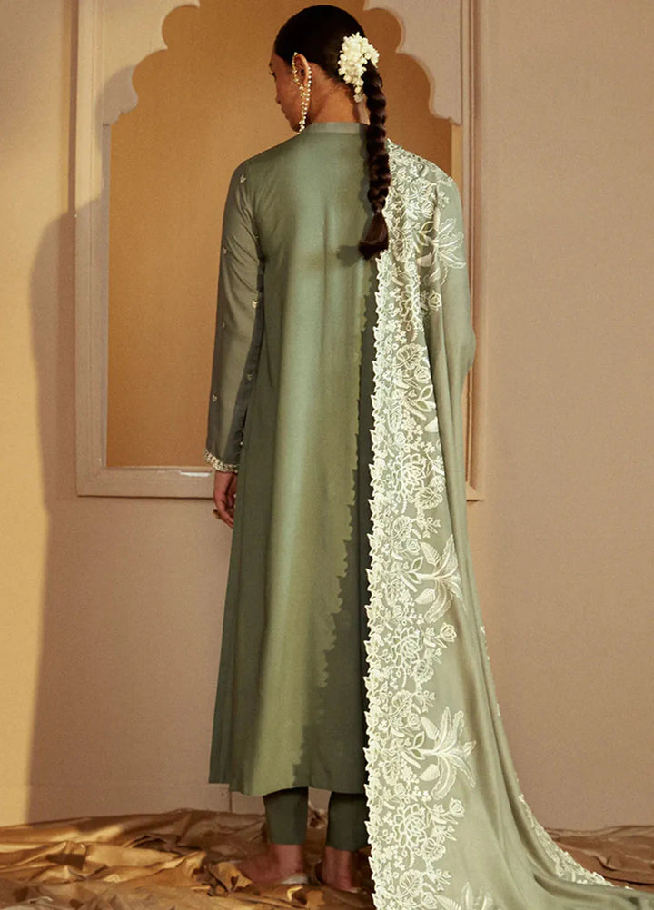 Cross Stitch Embroidered Marina Suits Unstitched 3 Piece CS24W Olive Garden - Winter Collection