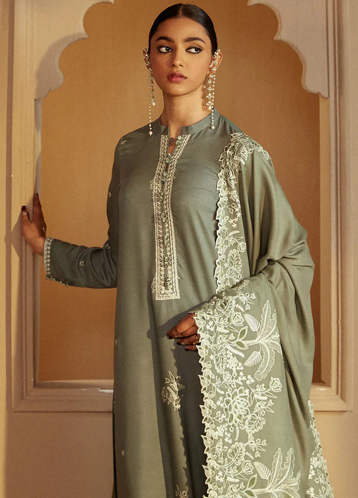 Cross Stitch Embroidered Marina Suits Unstitched 3 Piece CS24W Olive Garden - Winter Collection